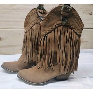 Very Volatile Hillside Fringe Cowgirl Boots Tan Size 6.5 Women